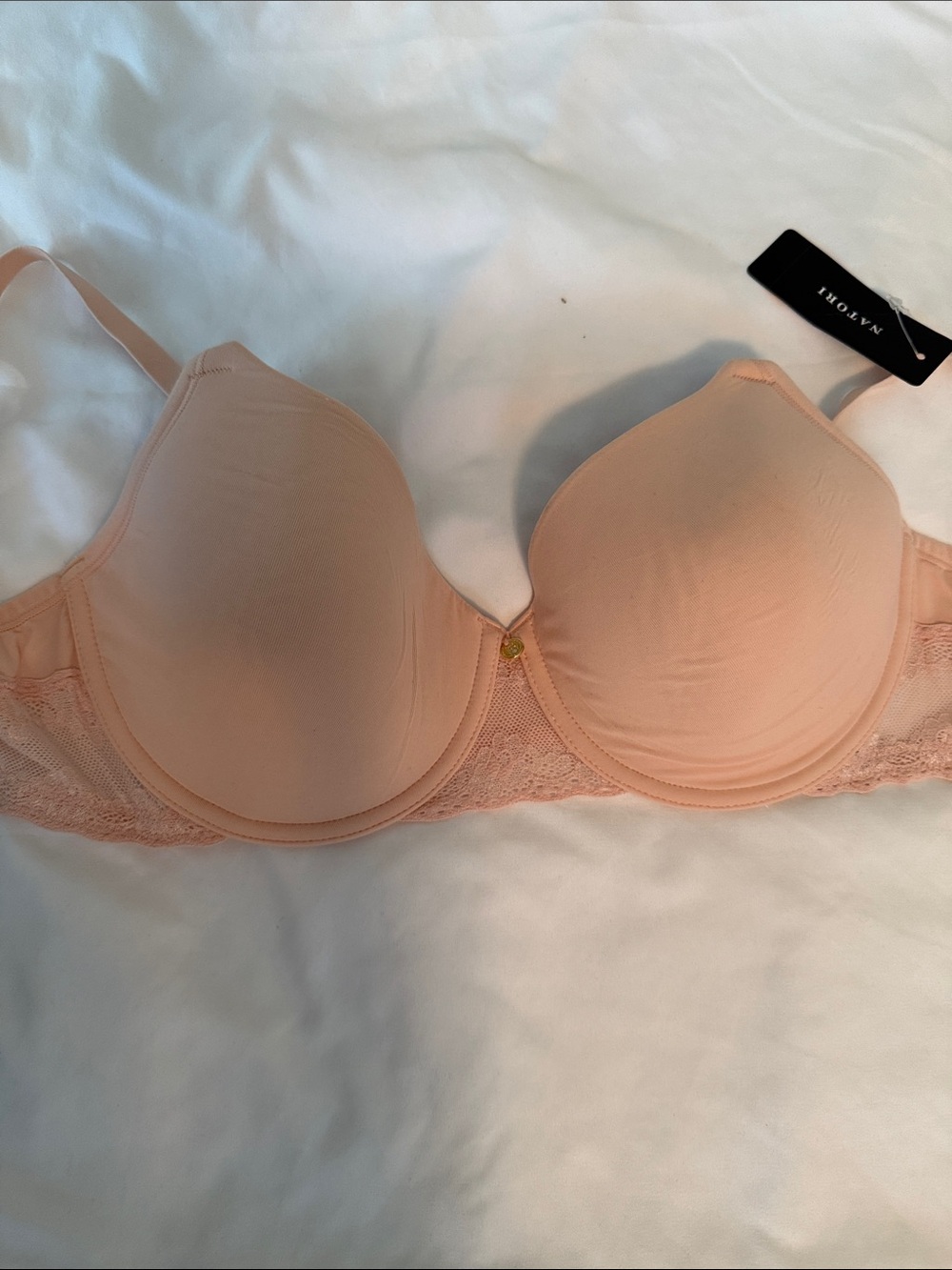 Natori Peach Lace-Trim Smooth T-Shirt Bra